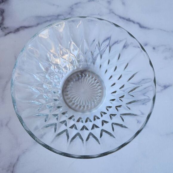 Clear glass etched serving bowl dinnerware servingware dinner party victorian - Picture 1 of 4